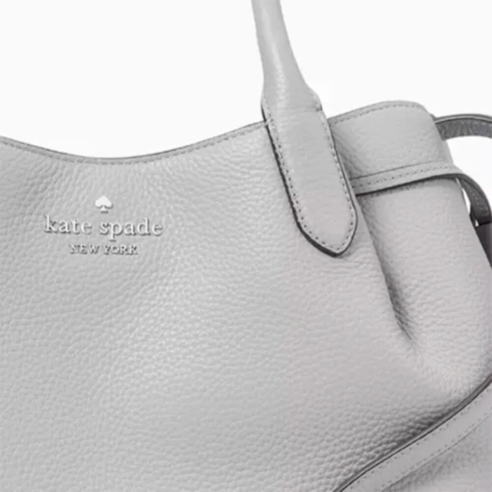 S Kate Spade Dumpling Large Gray Leather Satchel Bag K8134 Purse NWT $459 Retail - Picture 6 of 11